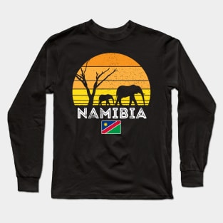 Namibia Elephant Safari Sunset Long Sleeve T-Shirt